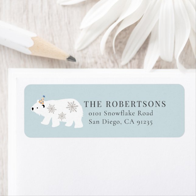 Etiqueta Polar Bear Winter Wonderland Blue (In situ)
