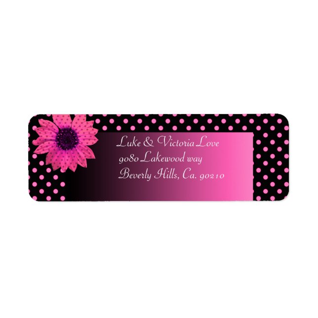Etiqueta Polka Dot Daisy Boda Rosa (Frente)