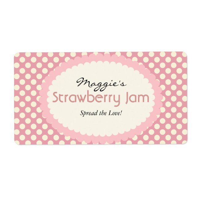 Etiqueta Polka Dot Jam Jar Labels, Personalizado (Frente)