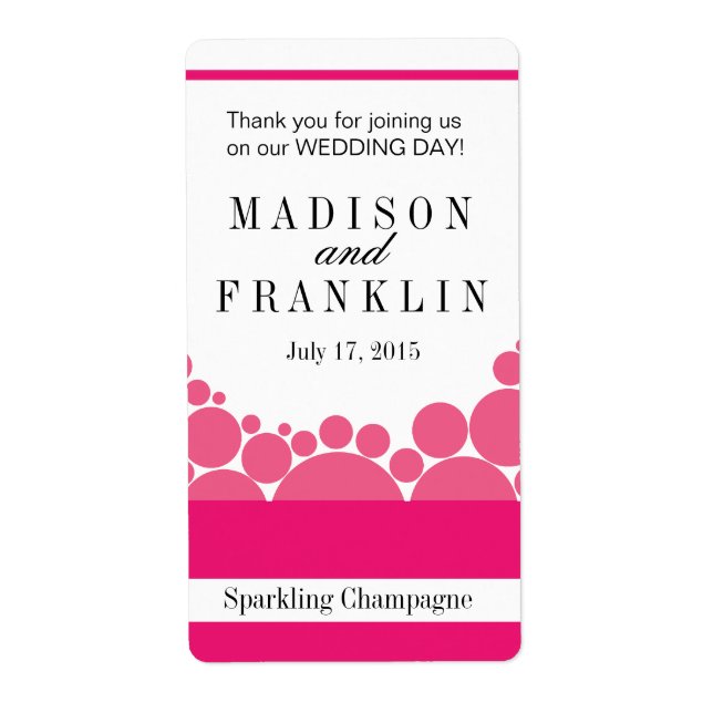 Etiqueta Polka Dot Parade Vino Champagne rosa caliente (Frente)