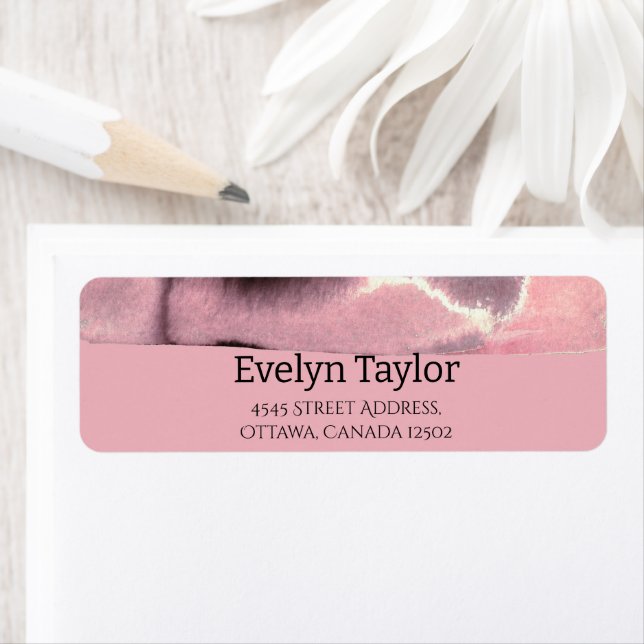 Etiqueta Polvoriento Rosa y negro moderno simple (In situ)