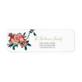 Etiqueta Pomegranate Rosh Hashanah Elegante Año Nuevo dulce