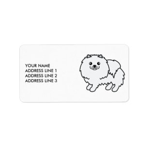 Etiqueta Pomerania Blanca Perro De Dibujos Animados Lindo &