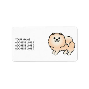 Etiqueta Pomerania Crema Perro De Dibujos Animados Lindo & 