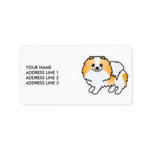 Etiqueta Pomerania Parti-Color Naranja Perro Lindo & Texto