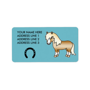 Etiqueta Poni Shetland de dibujos animados Palomino