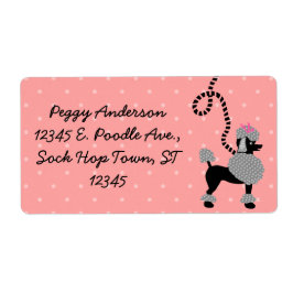 Etiqueta Poodle Skirt Retro rosa y negro 50 personalizado