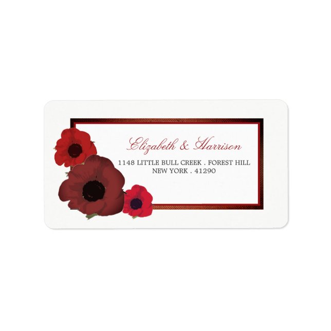 Etiqueta Poppies rojos y Boda Burlap (Frente)