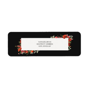 Etiqueta Poppies y Wildflowers Dark Boda