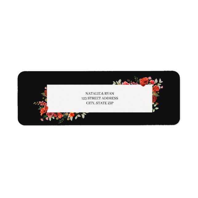 Etiqueta Poppies y Wildflowers Dark Boda (Frente)
