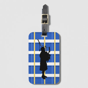 Etiqueta portaequipajes Bagpiper Tartan