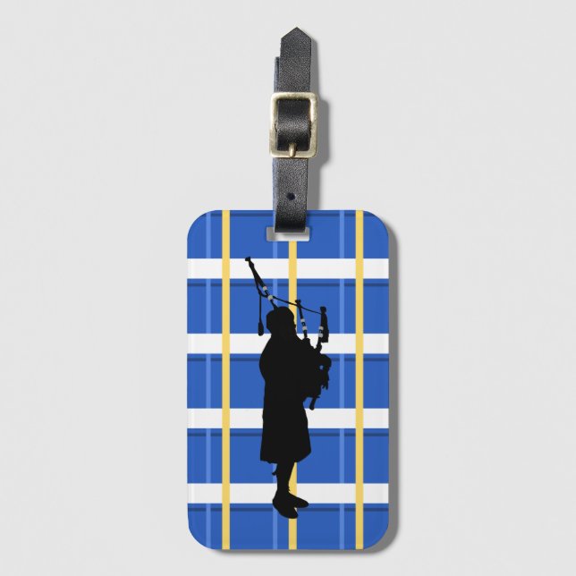 Etiqueta portaequipajes Bagpiper Tartan (Anverso vertical)