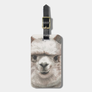 Etiqueta portaequipajes de Alpaca sonriente Llama 