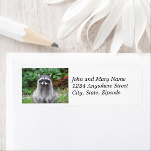 Etiqueta Posando Raccoon Wildlife Photo Return Address