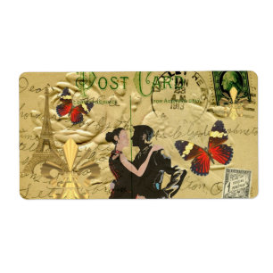 Etiqueta Postal del tango de París del vintage