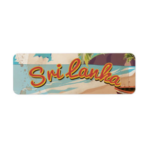 Etiqueta Póster de viaje de vacaciones vintage de Sri Lanka