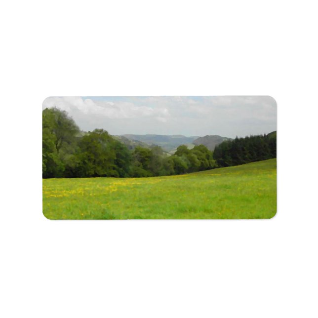 Etiqueta Prado verde. El paisaje rural. (Frente)