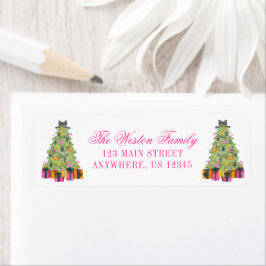 Etiqueta Preppy Bright Glamour Christmas Tree Address