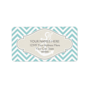 Etiqueta Preppy Chevron Stripe Modern Monogramed Name
