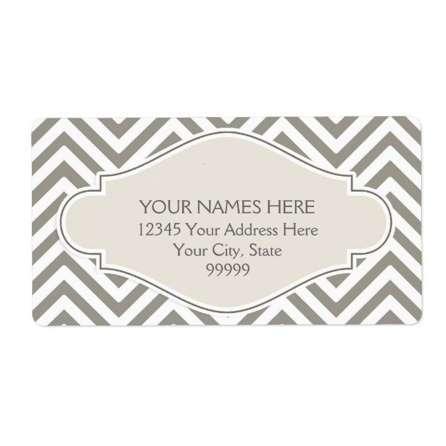 Etiqueta Preppy Chevron Stripe Modern Monogramed Name (Frente)