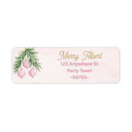 Etiqueta Preppy Pink Christmas Ornaments Address Label