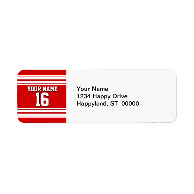 Etiqueta Preppy Sporty Red con White Stripes Team Jersey (Frente)