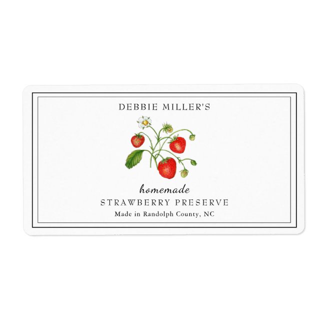 Etiqueta Preservación de fresa acuarela / Atasco (Frente)