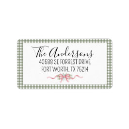 Etiqueta Pretty Green Gingham Christmas