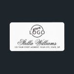 Etiqueta Pretty script custom logo or photo return address<br><div class="desc">Modern custom logo return address labels. Upload your own logo,  photo or other graphic and customize the template fields to create labels for your business mailings or event. The background and font colors can be changed with the design tool.</div>