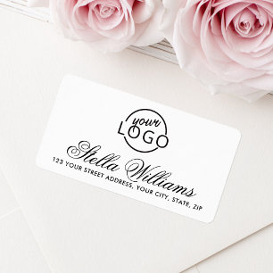 Etiqueta Pretty script custom logo or photo return address