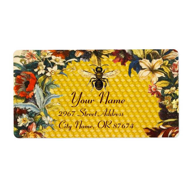 ETIQUETA PRIMAVERA FLOWERS HONEY BEE ,BEEKEEPER (Frente)