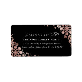 Etiqueta Primer bebé de Navidad elegante dirección de copos