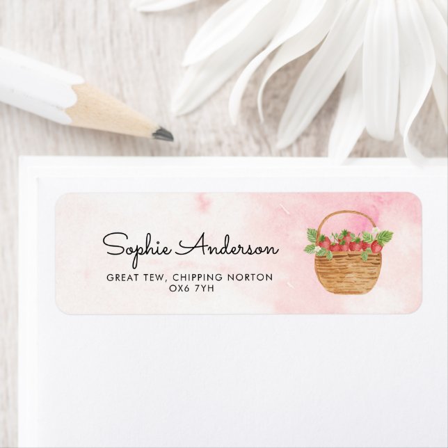 Etiqueta Primer Chica de Strawberry Berry Primer Fiesta de  (In situ)