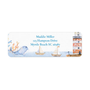 Etiqueta Primer Cumpleaños de los Niños Faro Azul Náutico