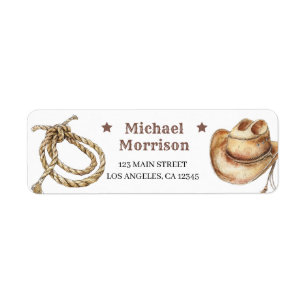 Etiqueta Primer cumpleaños de Rodeo Wild West Cowboy Boy