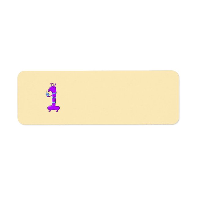 Etiqueta Primer cumpleaños. Personalizado en morado. (Frente)