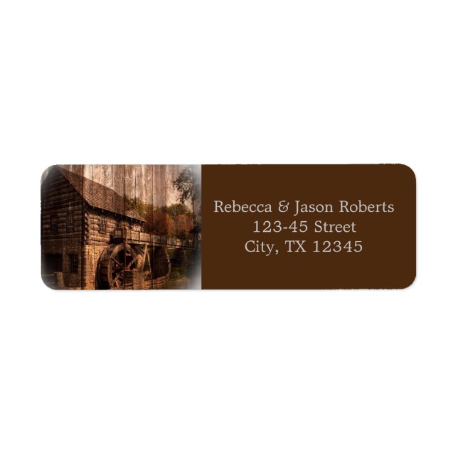 Etiqueta Primitive Barn Wood Farmhouse boda (Frente)