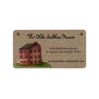 Primitive Country Saltbox House Return Address La