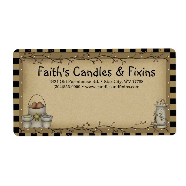 Etiqueta Primitive Fixins Rustic Kraft Shipping Label (Frente)