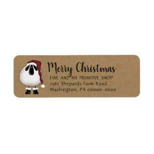 Etiqueta Primitive Santa Sheep Navidades Return Address