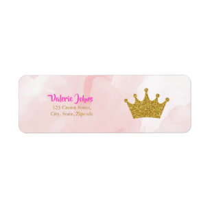 Etiqueta Princesa Gold Glitter Crown Baby Shower