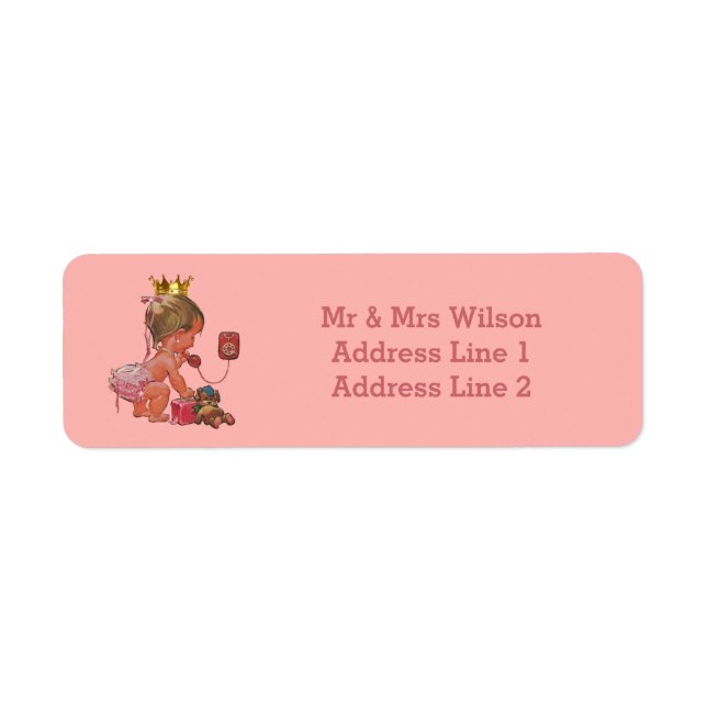 Etiqueta Princess Phone Teddy Suitcase Baby Shower (Frente)