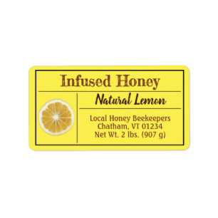 Etiqueta Producto de miel de limón amarillo infestado