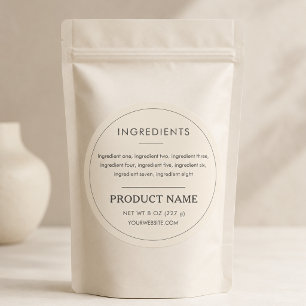 Etiqueta Profesional de Producto Ingredientes Eleg