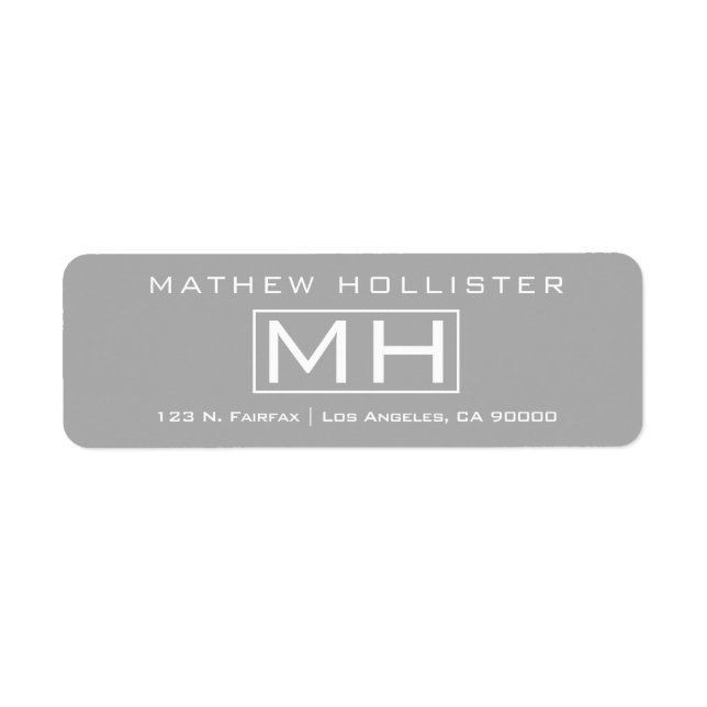 Etiqueta Profesional gris y blanco moderno (Frente)