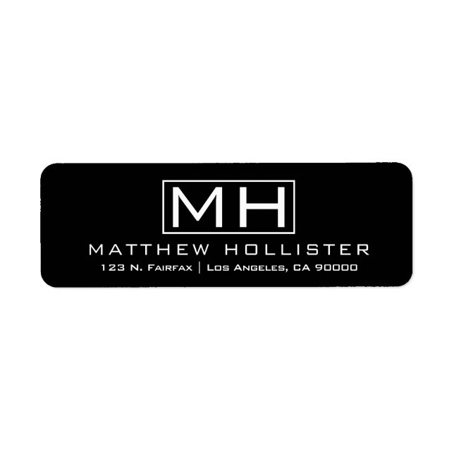 Etiqueta Profesional moderno en blanco y negro (Frente)