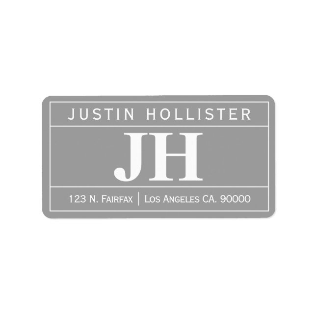 Etiqueta Profesional negrita y moderno | Gris y blanco (Frente)