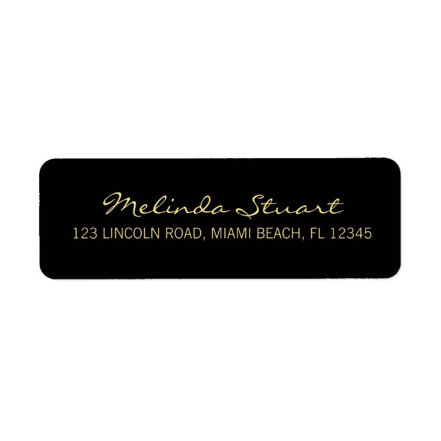 Etiqueta Profesional Simple Moderno Negro y Oro (Frente)