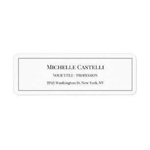 Etiqueta Profesional Único Clásico Simple Blanco y Negro