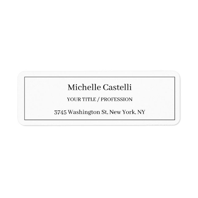 Etiqueta Professional Unique Classical Simple Black & White (Frente)